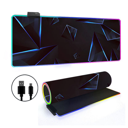 RGB Gaming Mouse Pad Oversized Grid LED Desk Mat Thickened Natural Rubber