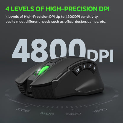 Wireless charging Bluetooth dual-mode 10 key mute gaming mouse 4800 DPI RGB color light