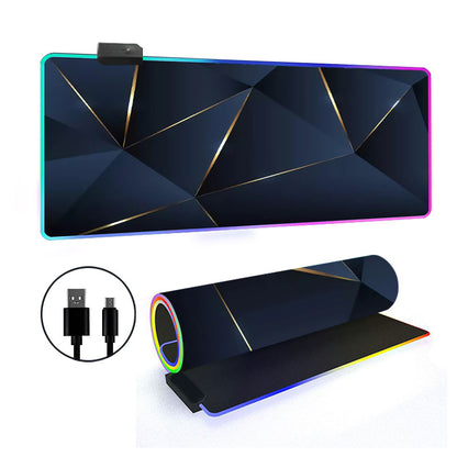RGB Gaming Mouse Pad Oversized Grid LED Desk Mat Thickened Natural Rubber