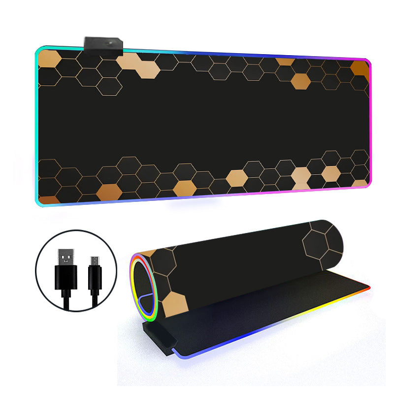 RGB Gaming Mouse Pad Oversized Grid LED Desk Mat Thickened Natural Rubber