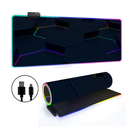 RGB Gaming Mouse Pad Oversized Grid LED Desk Mat Thickened Natural Rubber