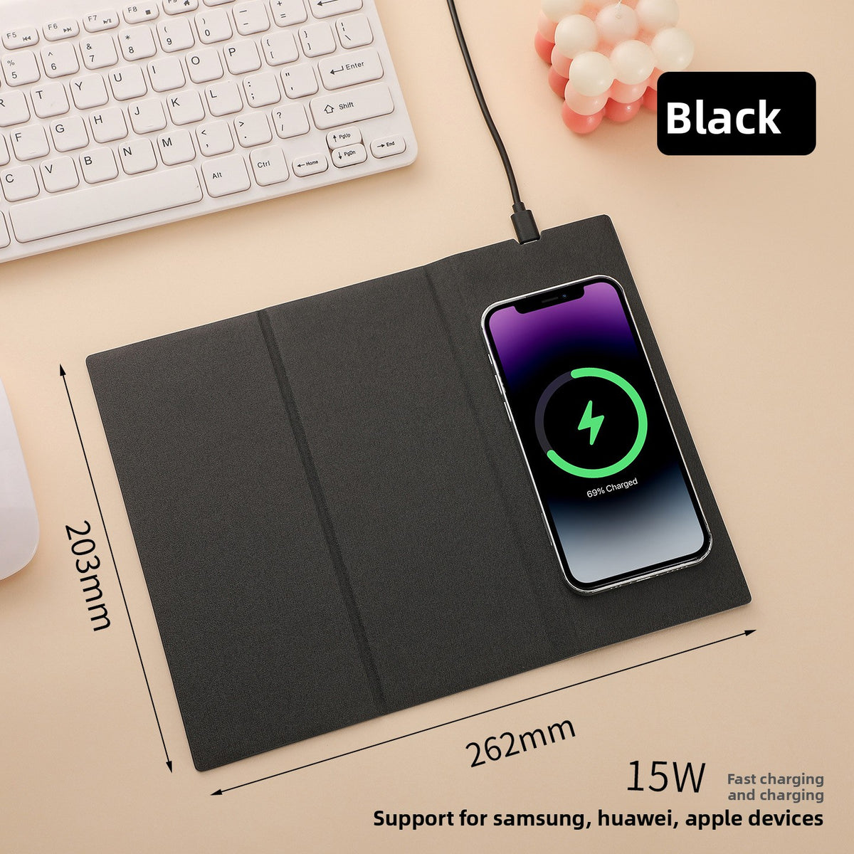 15W Wireless Charging Mouse Pad Desk Mat