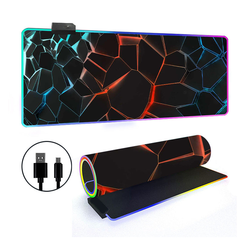 RGB Gaming Mouse Pad Oversized Grid LED Desk Mat Thickened Natural Rubber