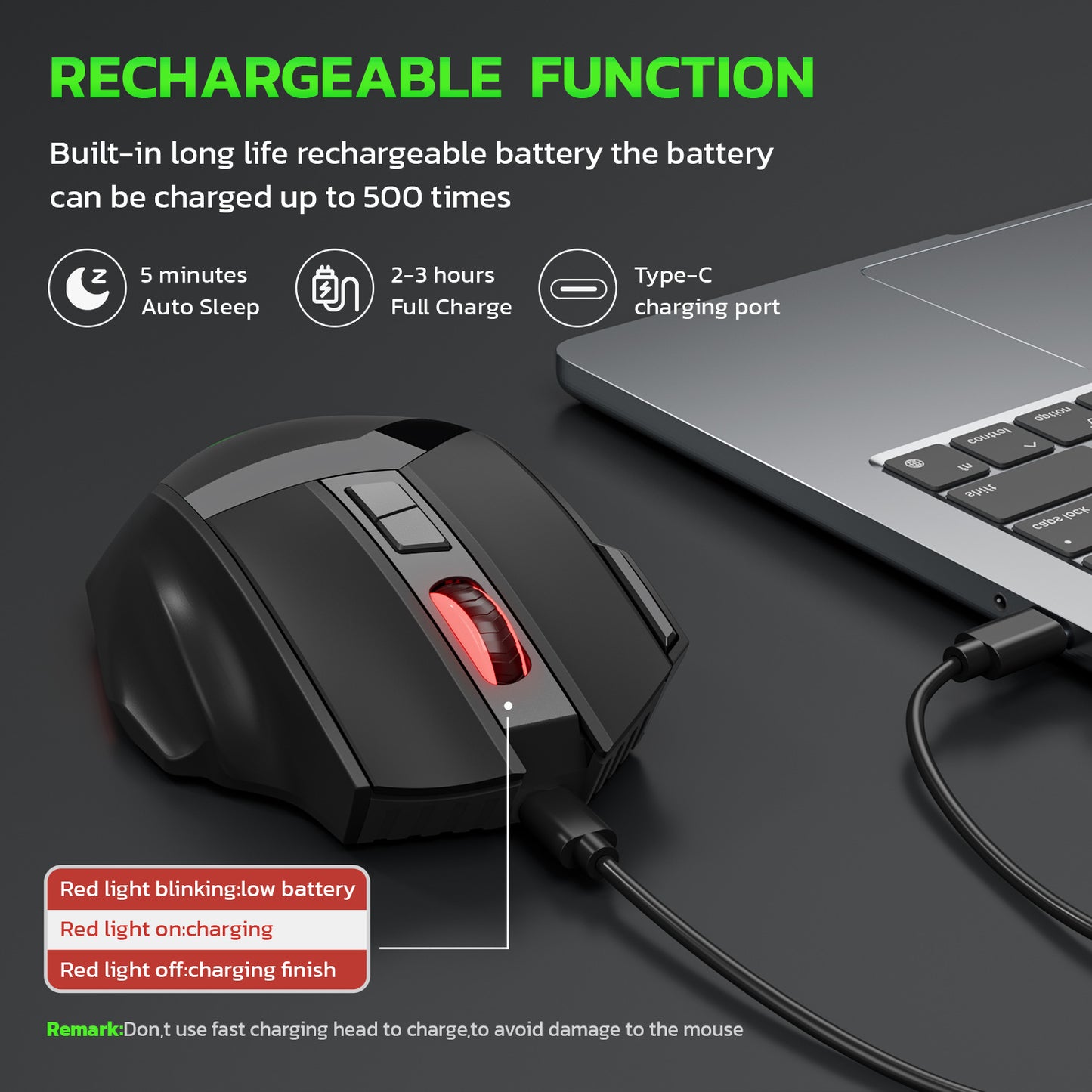 Wireless charging Bluetooth dual-mode 10 key mute gaming mouse 4800 DPI RGB color light
