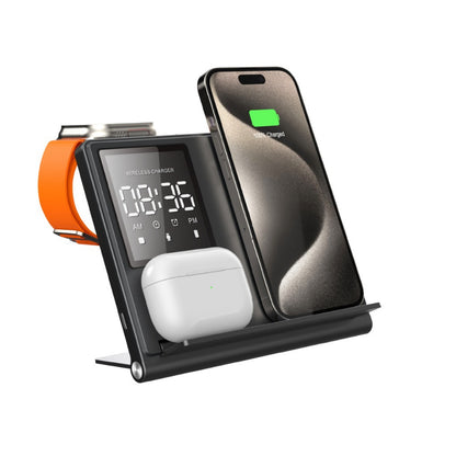 5-in-1 Pixel Animation Foldable Wireless Charger Stand Pad for Mobile Phone Smart Watch Earphone