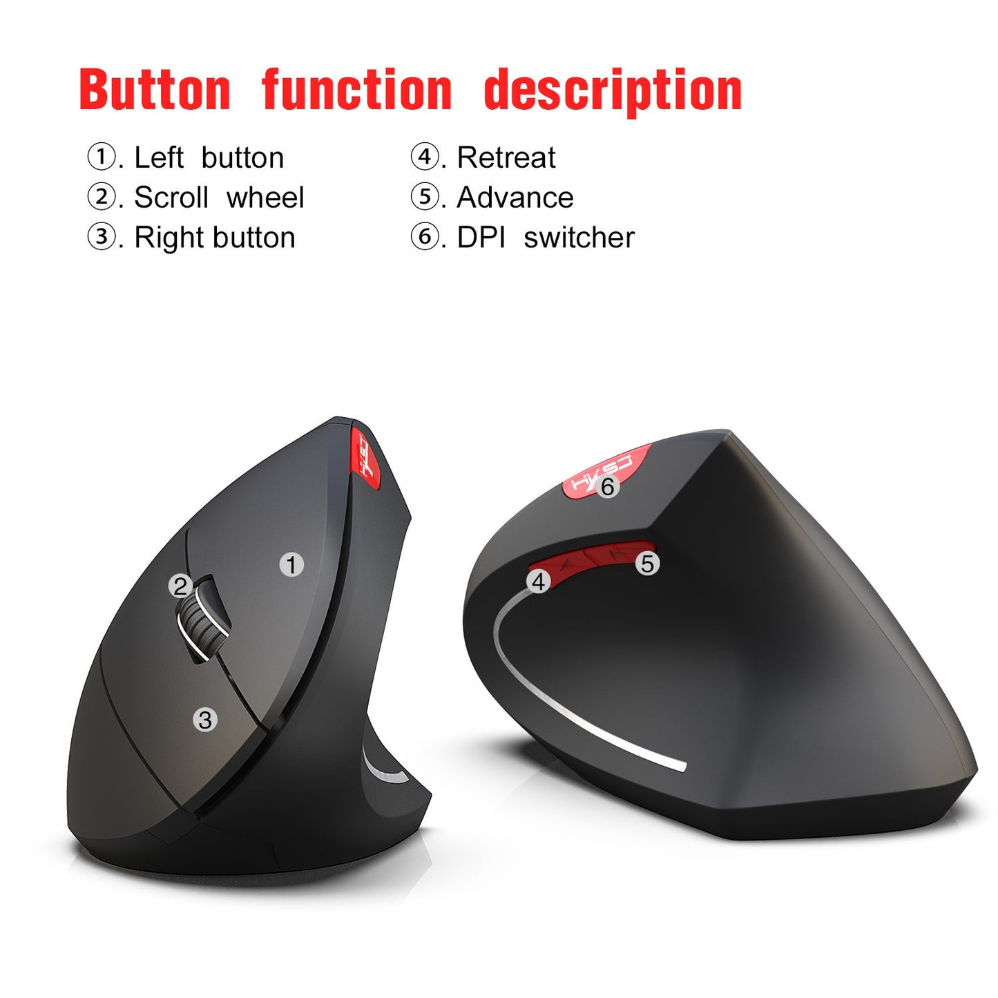 Wireless Mouse 2.4G Vertical Health Mouse External Battery 6D Design Computer Office