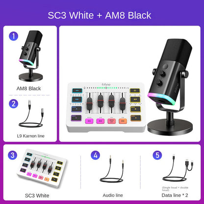 Fifine Game Live Streaming Equipment SC3 Full Set USB External Sound Card Microphone Desktop Karaoke