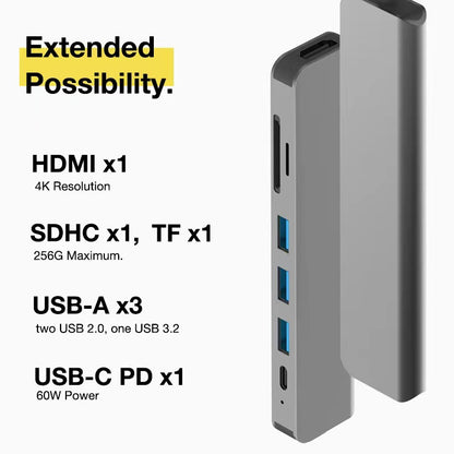 7-in-1 docking station type-c converter suitable for laptop expansion