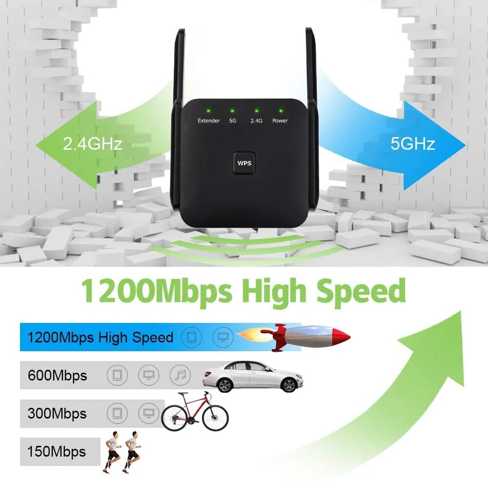 5 Ghz WiFi Extender Long Range Wireless WIFI Booster AC1200 Adapter 1200Mbps Wi-Fi Amplifier 802.11N Wi Fi Signal Repeator - Digital Edges | Online Electronics Store