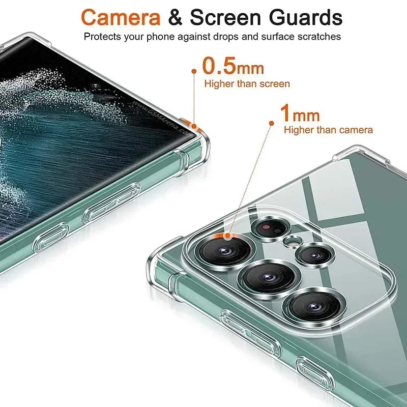 Clear PU Shockproof Back Case For Samsung Galaxy S24 S23 S22 Ultra S21 S20 FE S10 S9 S8 Plus ransparent Case - Digital Edges | Online Electronics Store