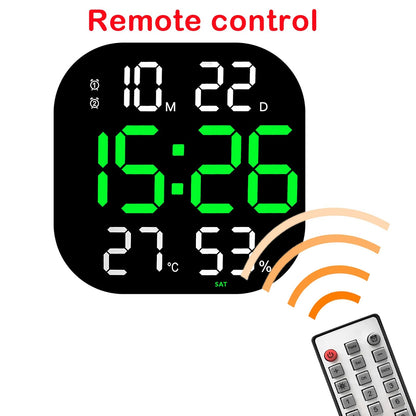 LED Digital Wall Clock Large Screen Temperature Date Day Display Electronic LED Clock with Remote Control Living Room Decoration - Digital Edges | Online Electronics Store