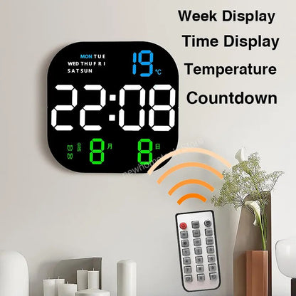 LED Digital Wall Clock Large Screen Temperature Date Day Display Electronic LED Clock with Remote Control Living Room Decoration - Digital Edges | Online Electronics Store