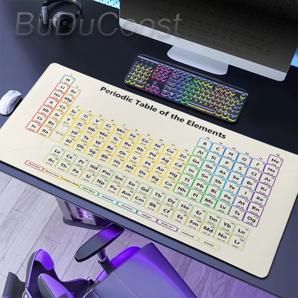 HD Periodic Table Of Elements Xxl Desk Mat PC Extended Mousepad Gamer Computer Mouse Pad Gaming Keyboard Mats Office Accessories