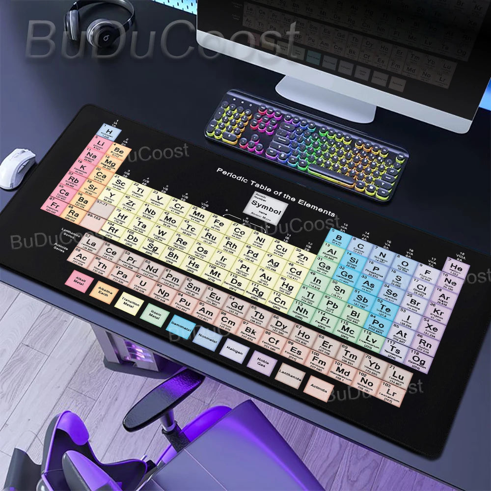 HD Periodic Table Of Elements Xxl Desk Mat PC Extended Mousepad Gamer Computer Mouse Pad Gaming Keyboard Mats Office Accessories