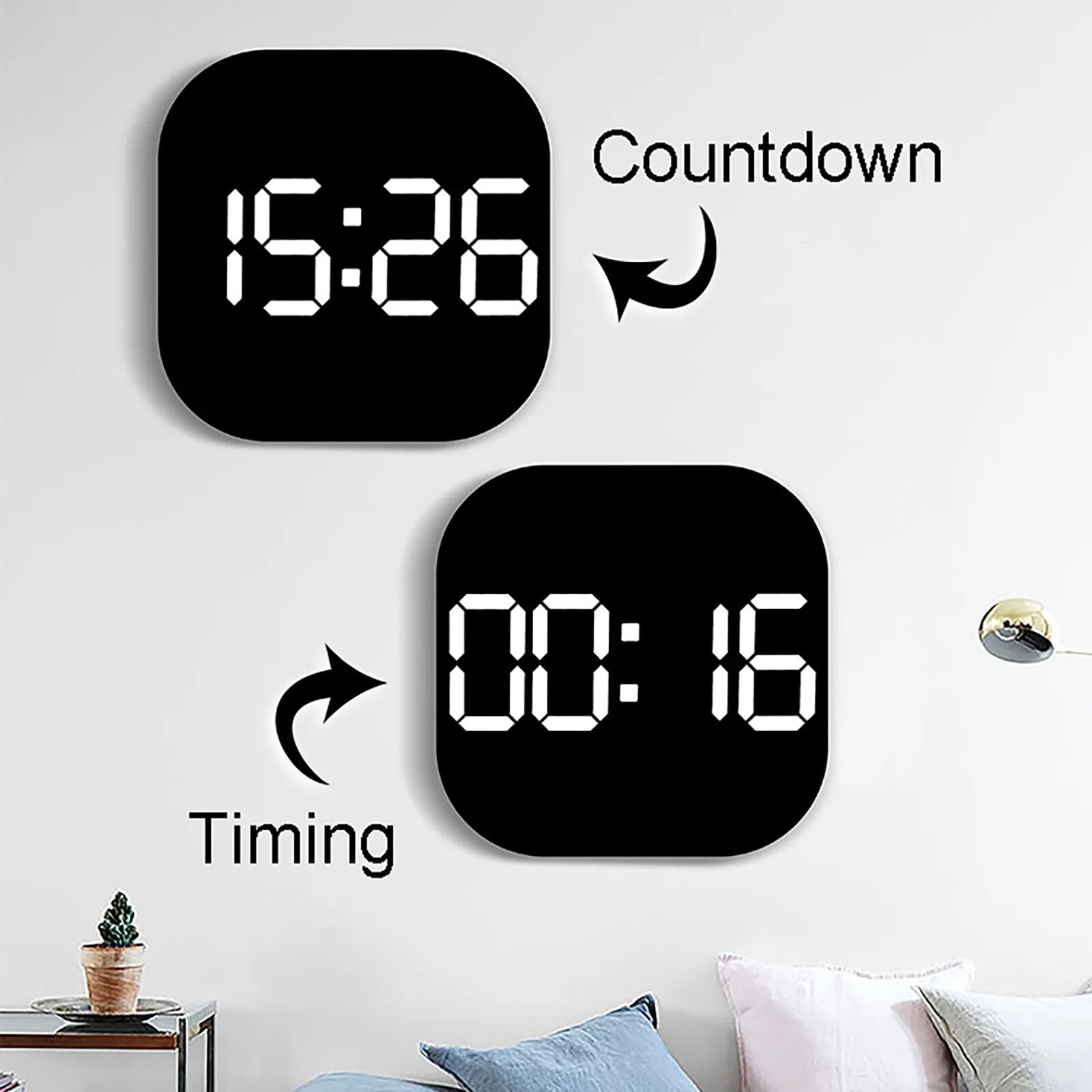 LED Digital Wall Clock Large Screen Temperature Date Day Display Electronic LED Clock with Remote Control Living Room Decoration - Digital Edges | Online Electronics Store
