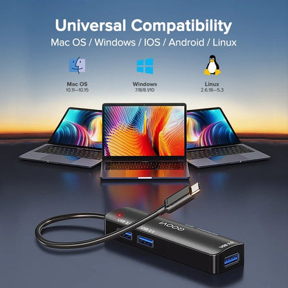 QOOVI USB C Hub 5 in 1 Type C to USB 3.0 Adapter Dock With TF SD Reader For Macbook iPad Pro Air Xiaomi Splitter Port OTG HUB - Digital Edges | Online Electronics Store
