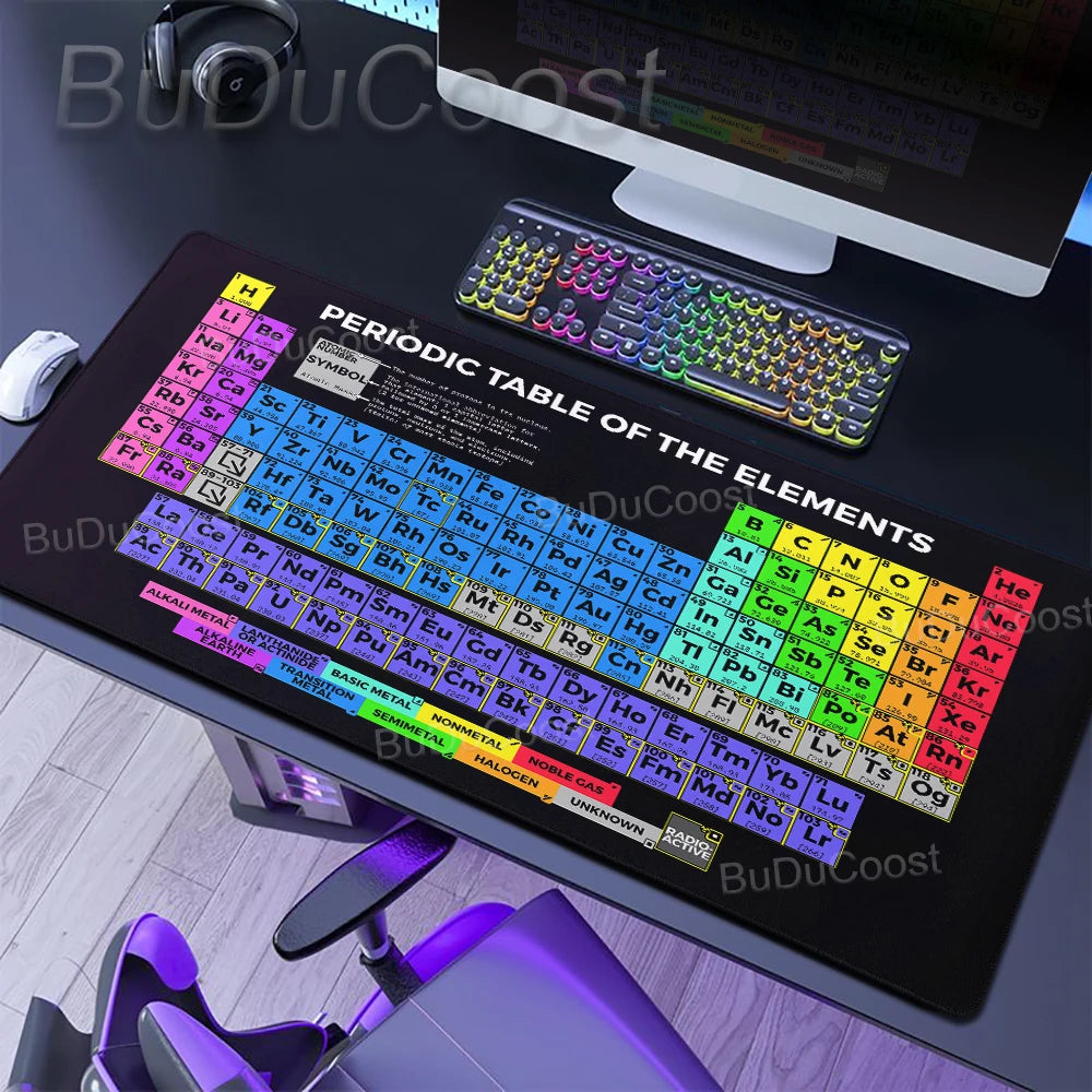 HD Periodic Table Of Elements Xxl Desk Mat PC Extended Mousepad Gamer Computer Mouse Pad Gaming Keyboard Mats Office Accessories