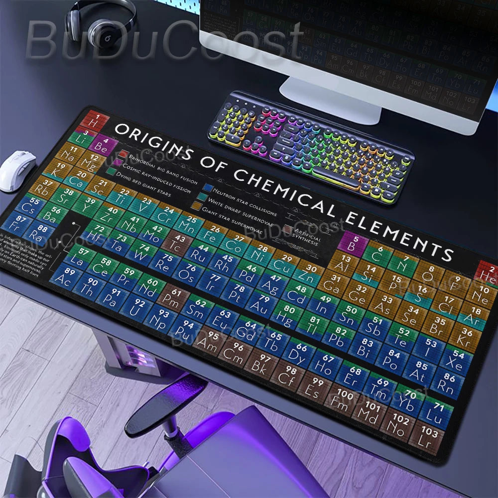 HD Periodic Table Of Elements Xxl Desk Mat PC Extended Mousepad Gamer Computer Mouse Pad Gaming Keyboard Mats Office Accessories