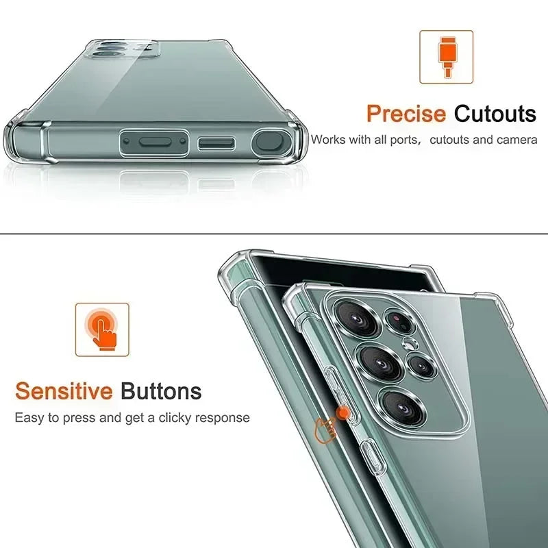 Clear PU Shockproof Back Case For Samsung Galaxy S24 S23 S22 Ultra S21 S20 FE S10 S9 S8 Plus ransparent Case - Digital Edges | Online Electronics Store