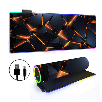 RGB Gaming Mouse Pad Oversized Grid LED Desk Mat Thickened Natural Rubber