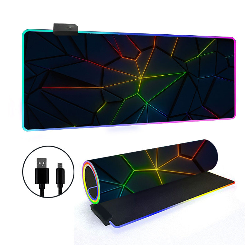 RGB Gaming Mouse Pad Oversized Grid LED Desk Mat Thickened Natural Rubber