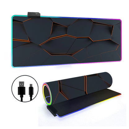 RGB Gaming Mouse Pad Oversized Grid LED Desk Mat Thickened Natural Rubber