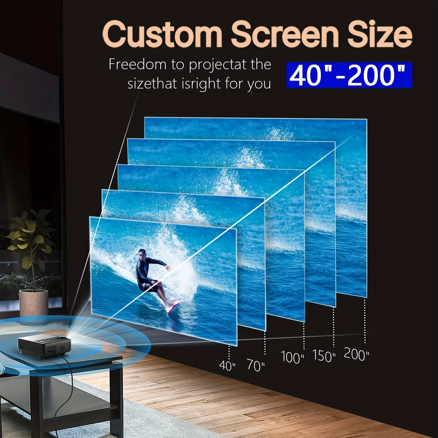 Projector With WIFI And BT, Full HD 1080P Mini Projector For iPhone, 5G Short Throw Movie Projector For Home Cinema, Small Outdoor Projector With Speaker, USB, VGA - Digital Edges | Online Electronics Store