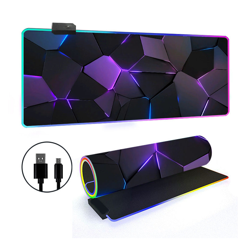 RGB Gaming Mouse Pad Oversized Grid LED Desk Mat Thickened Natural Rubber