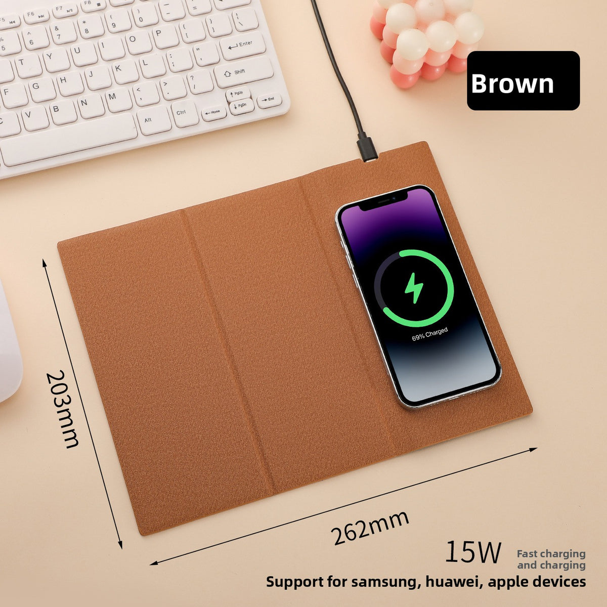 15W Wireless Charging Mouse Pad Desk Mat
