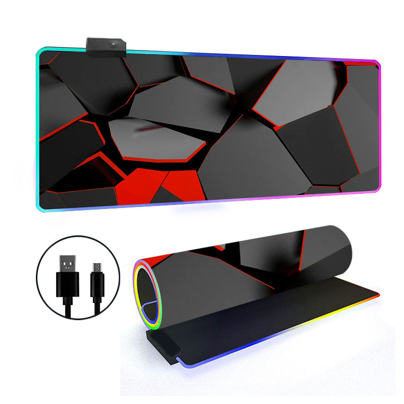 RGB Gaming Mouse Pad Oversized Grid LED Desk Mat Thickened Natural Rubber