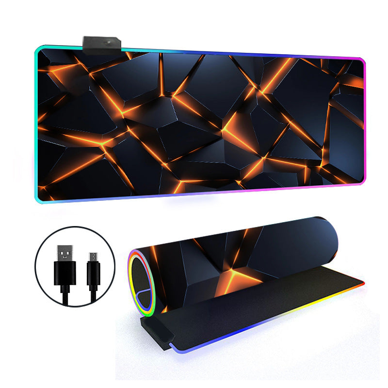 RGB Gaming Mouse Pad Oversized Grid LED Desk Mat Thickened Natural Rubber