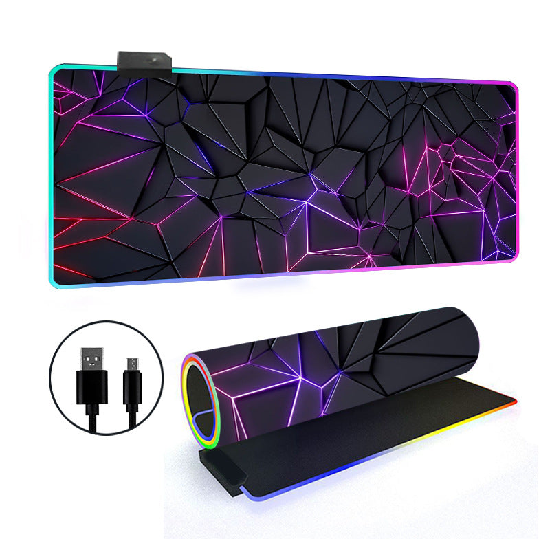 RGB Gaming Mouse Pad Oversized Grid LED Desk Mat Thickened Natural Rubber