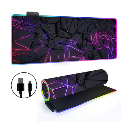 RGB Gaming Mouse Pad Oversized Grid LED Desk Mat Thickened Natural Rubber
