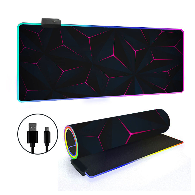 RGB Gaming Mouse Pad Oversized Grid LED Desk Mat Thickened Natural Rubber