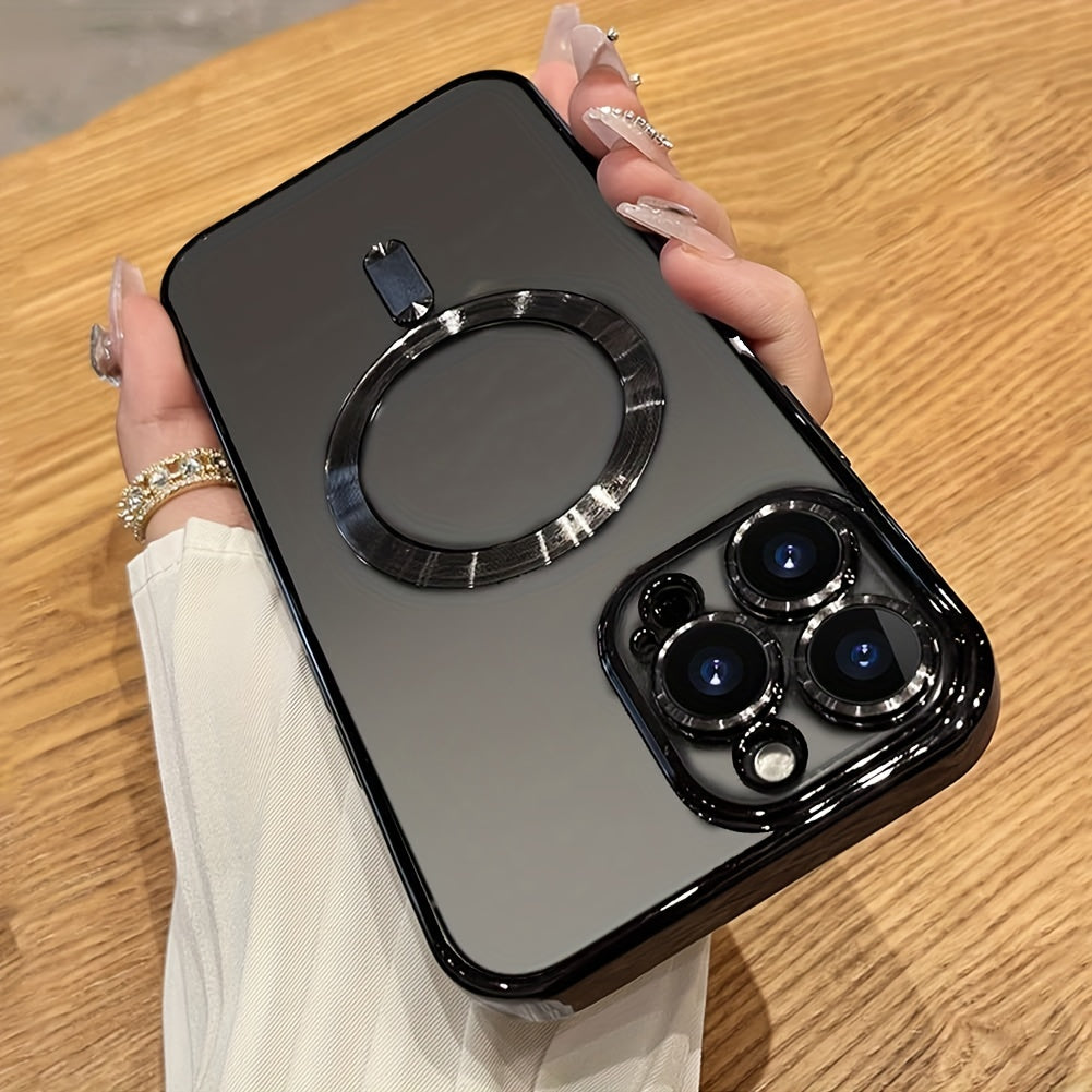 Luxury Plating Clear Adsorption Case: Transparent Magnetic Wireless Charging Case For IPhone 14 Pro Max/14 Pro/14 Plus/14/13 Pro Max/13 Pro/13/12 Pro Max/12 Pro/12/11 Pro Max/11 Pro/11 - Digital Edges | Online Electronics Store