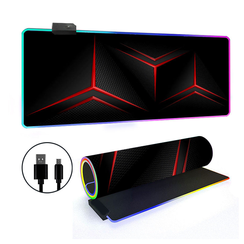 RGB Gaming Mouse Pad Oversized Grid LED Desk Mat Thickened Natural Rubber