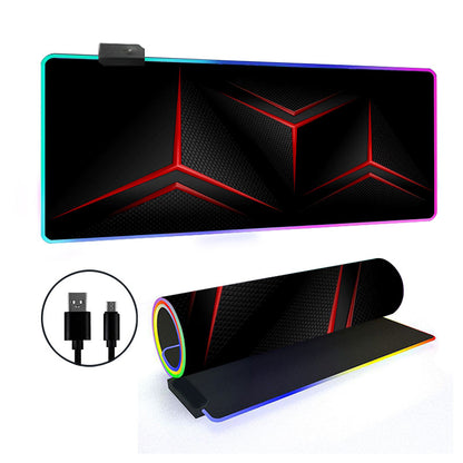 RGB Gaming Mouse Pad Oversized Grid LED Desk Mat Thickened Natural Rubber