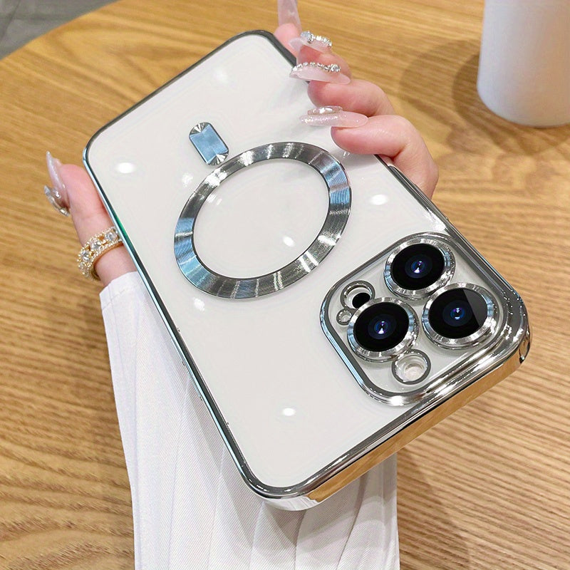 Luxury Plating Clear Adsorption Case: Transparent Magnetic Wireless Charging Case For IPhone 14 Pro Max/14 Pro/14 Plus/14/13 Pro Max/13 Pro/13/12 Pro Max/12 Pro/12/11 Pro Max/11 Pro/11 - Digital Edges | Online Electronics Store
