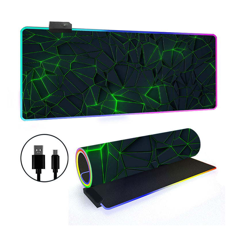 RGB Gaming Mouse Pad Oversized Grid LED Desk Mat Thickened Natural Rubber