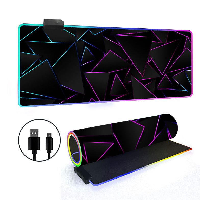RGB Gaming Mouse Pad Oversized Grid LED Desk Mat Thickened Natural Rubber