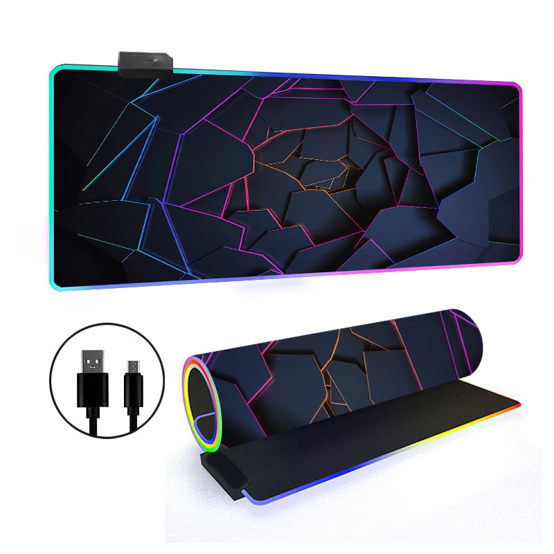 RGB Gaming Mouse Pad Oversized Grid LED Desk Mat Thickened Natural Rubber