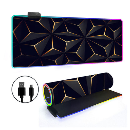 RGB Gaming Mouse Pad Oversized Grid LED Desk Mat Thickened Natural Rubber