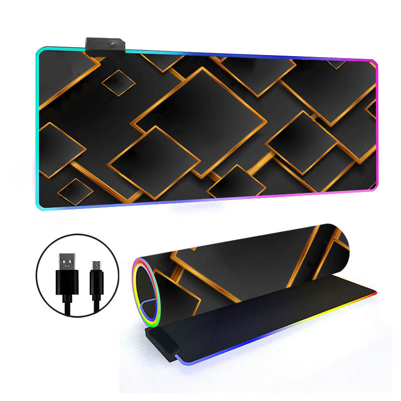RGB Gaming Mouse Pad Oversized Grid LED Desk Mat Thickened Natural Rubber