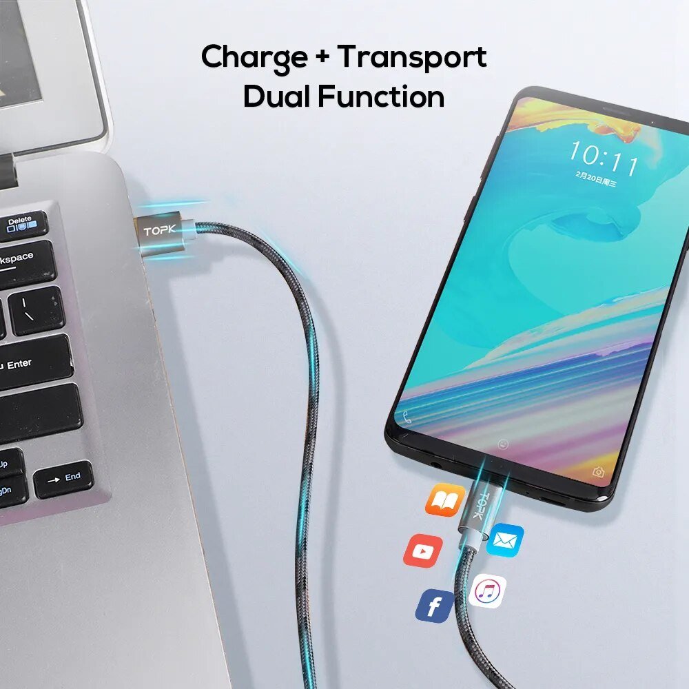 1m 2m USB Type C Charging Cable Data transmission & Charge Type-C USB - Digital Edges | Online Electronics Store
