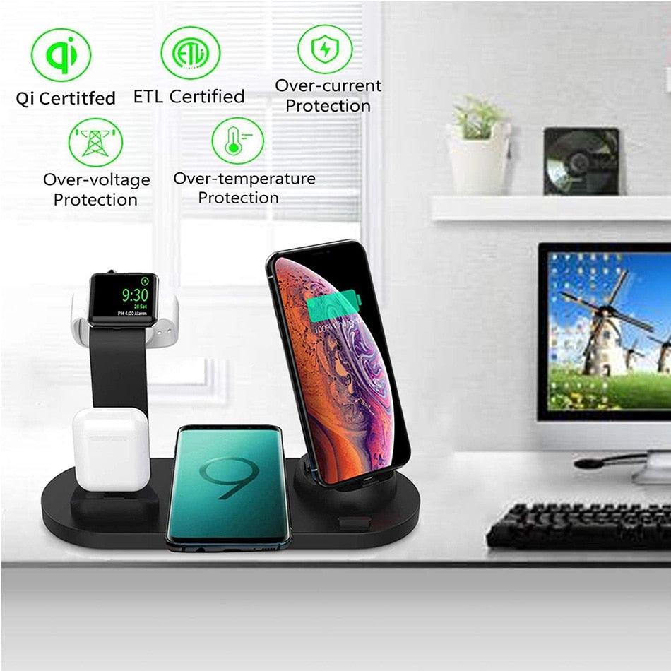 15W 7 in 1 Wireless Charger Stand Pad For iPhone 14 13 12 11 XR Apple Watch Airpods Pro iWatch 8 7 6  Fast Charging Dock Station