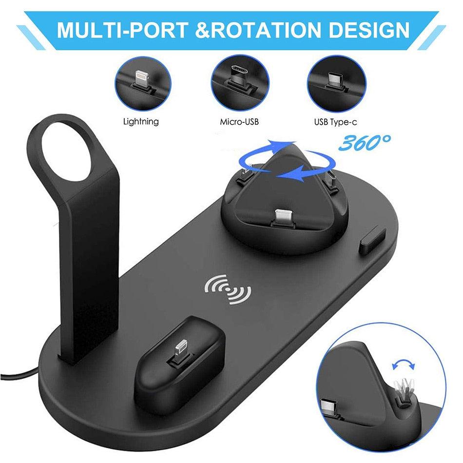 15W 7 in 1 Wireless Charger Stand Pad For iPhone 14 13 12 11 XR Apple Watch Airpods Pro iWatch 8 7 6  Fast Charging Dock Station